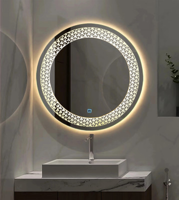 Lavish store Designer LED Mirror with Touch Sensor,Warm/Natural/White Light Modes, Lighted Mirror(Round Finish : Polished)