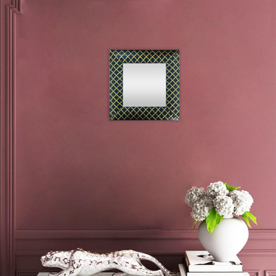 Art Street Wall Decorative Square shape Black Acrylic Mirror textured frame for Home Décor Decorative Mirror(Square)