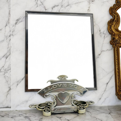 KRESHU new_Adjustable Stand HD Dresser Mirror Portable Table top-258 Decorative Mirror(Square Finish : Polished)
