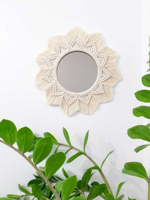 Aafiyaandcraft MACRAME MIRROR**013 Decorative Mirror(Round)
