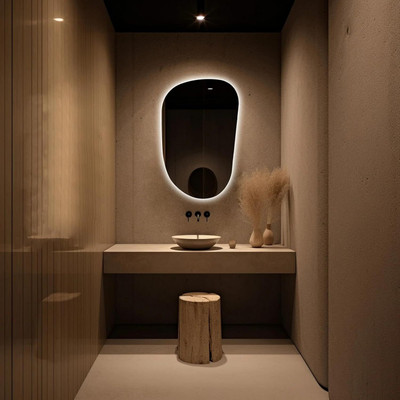 quality glass Bathroom LED Mirror with Touch Sensor 3 Light Effects Freeform Shape18X24Inch Lighted Mirror(Oval Finish : glass)