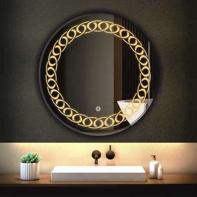 Khushi Decors 18 X 18 - Jalebi Led Bathroom Mirror(Round Finish : Polished)