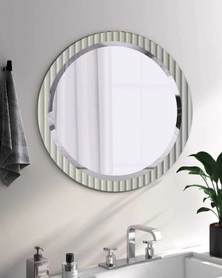 RAJSGLASS New_Mirror_Raj-Fluted Silver_RJ Bathroom Mirror(Round)
