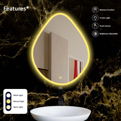 SANIF Asymmetrical Water Drop||LED Mirror For Bathroom Size 18x24|| Lighted Mirror(Designer Finish : Polished)