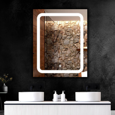 Kerlix Rectangle Wall Mounting With Light Bathroom Mirror Bathroom Mirror(Rectangle Finish : Polished)