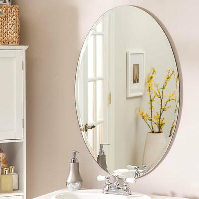 Khushi Decors Mirror H64 Bathroom Mirror(Oval Finish : Polished)