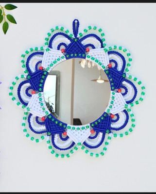 CHL ROAR White n BLUE 61 Decorative Mirror(Round)