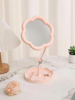KASHTHBHANJAN lower Shaped Makeup Mirror Rotatable Makeup Mirror Decorative Mirror(Rectangle Finish : no)