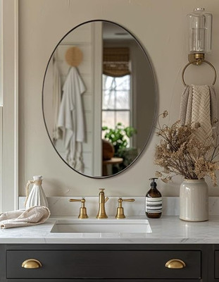 Adinath Creators oval 12*18 bevelled mirror Bathroom Mirror(Oval Finish : Polished)