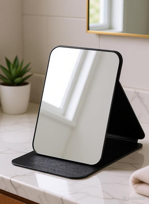 VARIYAENTERPRISE28 Foldable Makeup Mirror with Stand Decorative Mirror(Square Finish : Faux Leather)