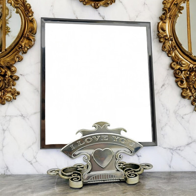KRESHU Adjustable Stand HD Dresser Mirror Portable Table top-24 Decorative Mirror(Square Finish : Polished)