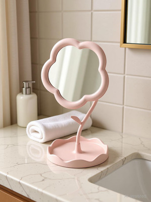 KASHTHBHANJAN Flower Shape Makeup Mirror Decorative Mirror(Square Finish : no)
