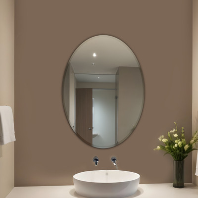 Germa Sanitarywares Oval Wall Mounted Frameless Mirror with Beveled Edges Bathroom Mirror(Oval Finish : Polished)