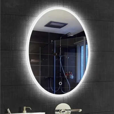 MIRROROLOGY INDUSTRY 18x24 Decorative LED Lighted Mirror(Oval Finish : Polished)