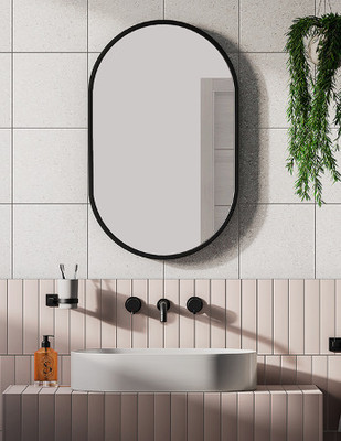 Adinath Creators Capsule Shape 12x18 inch Bathroom Mirror(Oval Finish : Polished)