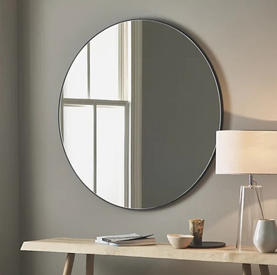 Gaperz Perfectly fine finish Mirror 12 inch Round Bathroom Mirror(Round Finish : Edge Polished)