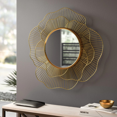 Urban Hamlet Bloom & Reflect Decorative Designer Mirror Decorative Mirror(Round)