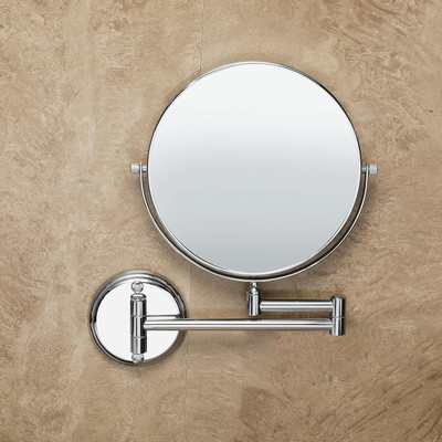 FORTUNE Wall Mounted Mirror, Makeup Mirror, Two Sided Glass, Adjustable Mirror Magnifying Mirror(Round Finish : Chrome)