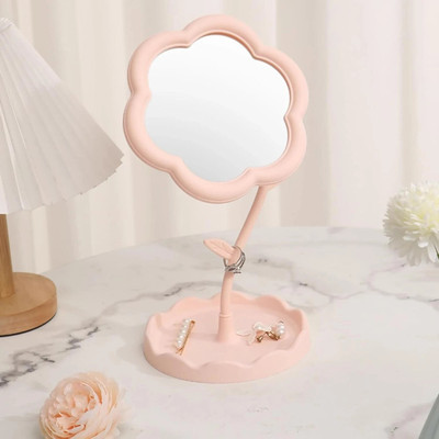 KASHTHBHANJAN lower Shaped Makeup Mirror Rotatable Makeup Mirror Decorative Mirror(Rectangle Finish : no)
