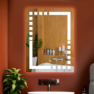 KRELIX Rectengale LED Bathroom Mirror with 3 Lighting (18 X24 INCH). Bathroom Mirror(Rectangle Finish : Polished)