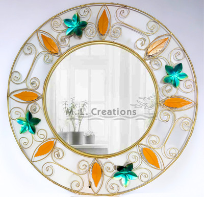 M.L.CREATIONS MLC-R14 Decorative Mirror(Round Finish : Gold Glossy)