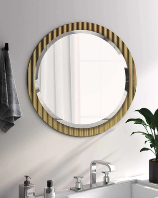 RAJSGLASS New_Mirror_Raj-Fluted Golden brown_RJ Bathroom Mirror(Round)
