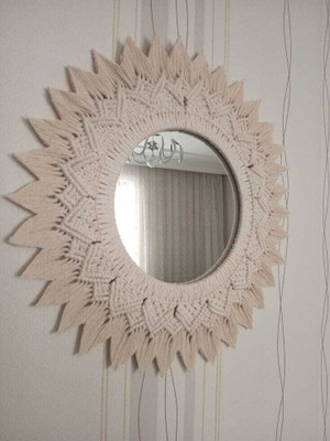 Aafiyaandcraft MACRAME MIRROR**011 Decorative Mirror(Round)