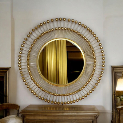 M.L.CREATIONS MLC-R37_NEW Decorative Mirror(Round Finish : Gold Finsh)