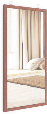 Captiver Mini Solid Wall Hanging Mirror (11X22 Mirror) | Wall Mount Mirror Decorative Mirror(Rectangle Finish : Classic Walnut)