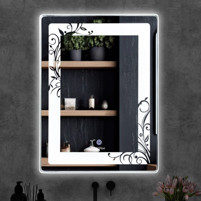 Plantex Designer LED Mirror Glass with Sensor/3 Tone(White, Natural, Warm Light) (18x24) Lighted Mirror(Rectangle Finish : Polished)