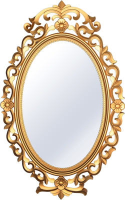 Artline Golden Color Decorative Mirror(Oval Finish : Policed)