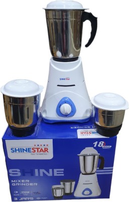 Shiinestar Shine 550W 3 Jar 550 Mixer Grinder (3 Jars, White)