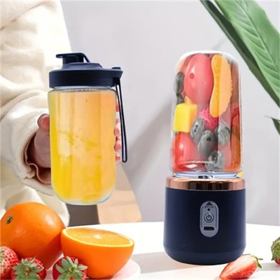 Onshoppy Portable Juicer Blender 200 W Juicer(400ml x 2Nos Ideal for Fruit Juice, Smoothies, Protein Shakes, Sports and Travel | 2 Jars | Blue, Rose Gold)