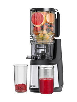 Canoly Cold Press Slow Juicer, Slow Masticating Juicer Machine, Easy to Clean 350 W Juicer(CNLY-CPJ-JE37B-NEW | 2 Jars | Light Silver)