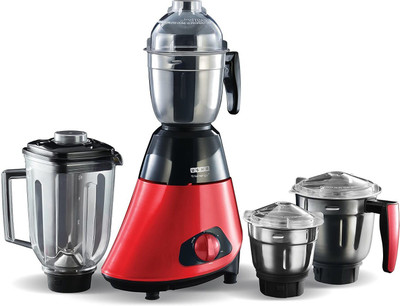 USHA TRIENERGY 800 W Mixer Grinder(Plus Mixer Grinder, 800 Watt Copper Motor with Quadri Flow Square Shaped Blender Jar, 6 fin Whirl Wind Food Safe Blade (Red) | 4 Jars | Red, Black)