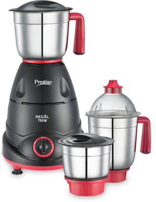 Prestige Regal 750 W Juicer Mixer Grinder(Regal with Superior Grip, Durability & Appealing Design | 3 Jars | Black, Red)