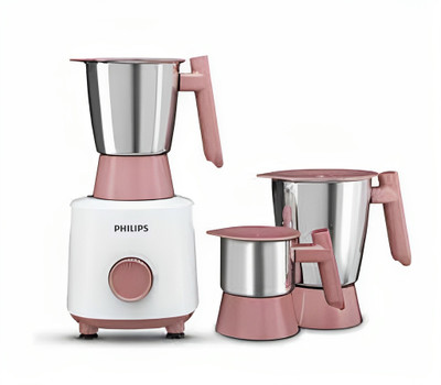 PHILIPS Daily Collection 500 W Mixer Grinder(HL7535/00 | 3 Jars | Peach)