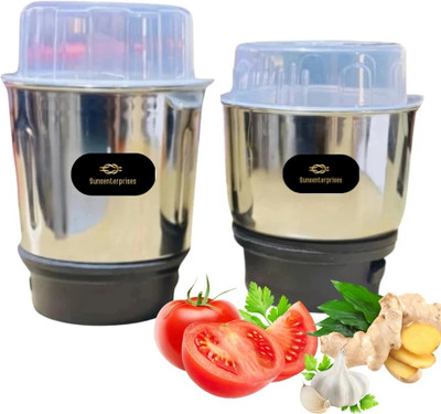 SUNSENTERPRISES Chutney Jar Mixer Jar (250ml 400ml) Fit on 2 Lock & 4 Teeth Coupler 105 W Mixer Grinder(jar250ml400ml | 2 Jars | Multicolor)