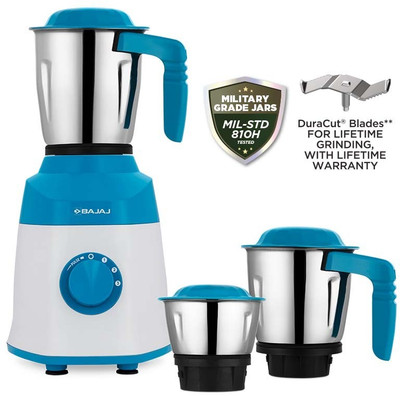 BAJAJ Watts 500 W Mixer Grinder(Ninja Series NOTCH | 3 Jars | FRENCH BLUE)