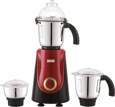 BOSS Crown 750 W Mixer Grinder(B242 | 3 Jars | Red, Black)