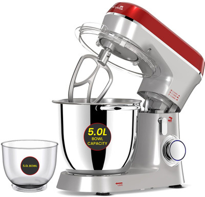 Inalsa Esperto 1400 Stand Mixer | 1400W |5L Stainless Steel & Free 5L Bowl | 1400 W Juicer Mixer Grinder(Esperto 1400 Stand Mixer |1400W |5L Stainless Steel&Free 5L Bowl | 1 Jar | Red/Silver)