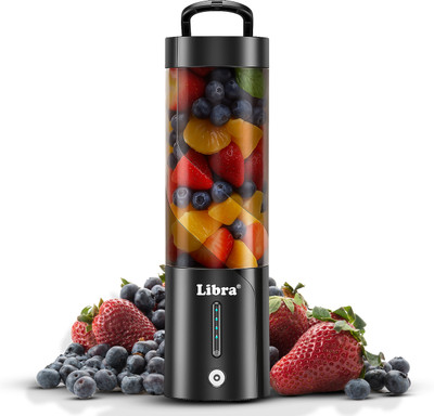 LIBRA Milk Shakes and Crushing Ice, USB Recharbeable 200 W Juicer Mixer Grinder(Rechargeable Portable Blender for Smoothie and juices, | 1 Jar | Black)