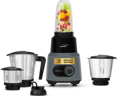 V-Guard Increda Plus 500 W Mixer Grinder(Increda Plus | 4 Jars | Grey-Black)