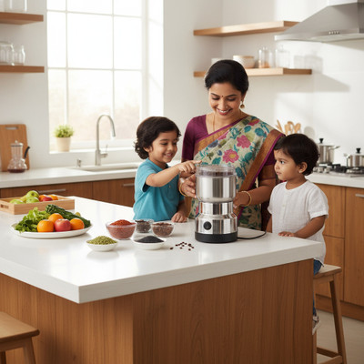 TECH STONE New Model Compact Kitchen design Electric Household Grinder 150 W Juicer Mixer Grinder(Stainless Steel Portable Mixer for Masala, Herbs, Dry Spices & Nuts | 1 Jar | Silver)