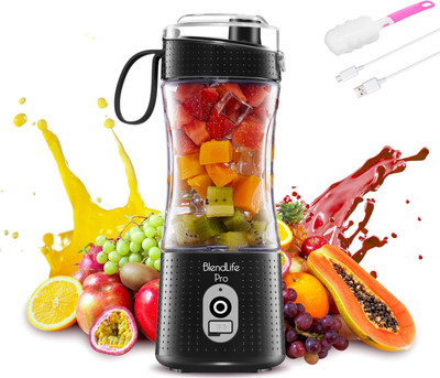 BlendLife Portable Blender 210Watt & 4000MAH for Shakes, ice etc USB-C Port, 400ml 200 W Juicer Mixer Grinder(PRO | 1 Jar | Black)