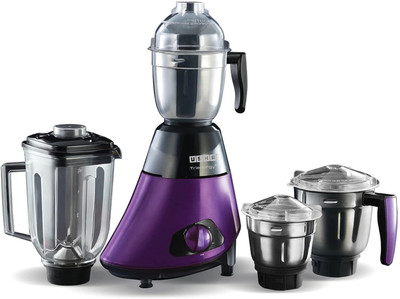 USHA TRIENERGY 800 W Mixer Grinder(Plus Mixer Grinder, 800 Watt Copper Motor with Quadri Flow Square Shaped Blender Jar, 6 fin Whirl Wind Food Safe Blade (MAGENTA&BLACK) | 4 Jars | magenta, Black)