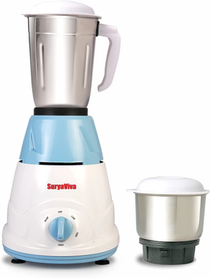 SURYAVIVA Ronin 500 W Mixer Grinder(Mixer Grinder Ronin 2 jar 500 watt | 2 Jars | Blue & White)