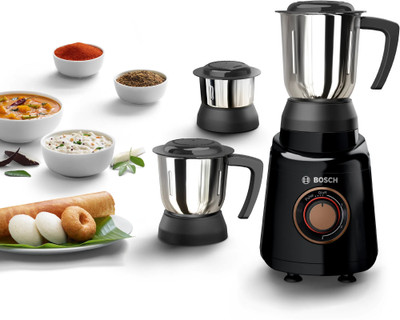 BOSCH style with 5 year warranty 750 W Mixer Grinder(High quality and long lasting ABS Body | 3 Jars | Black, Steel)