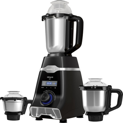 HAVELLS Black 500 W Mixer Grinder(Silencio | 3 Jars | Black, Silver)