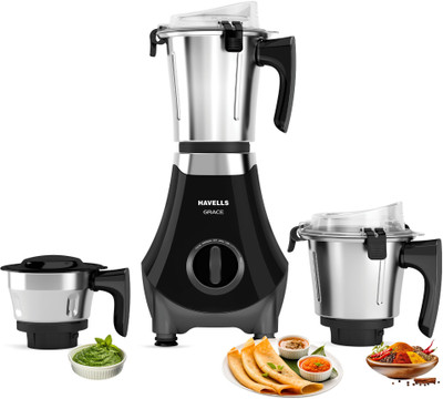 HAVELLS Grace BLDC+ 800 W Mixer Grinder(GEK080 | 3 Jars | Black)